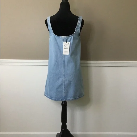 ZARA Light Blue Denim Dress NWT - Picture 3 of 4